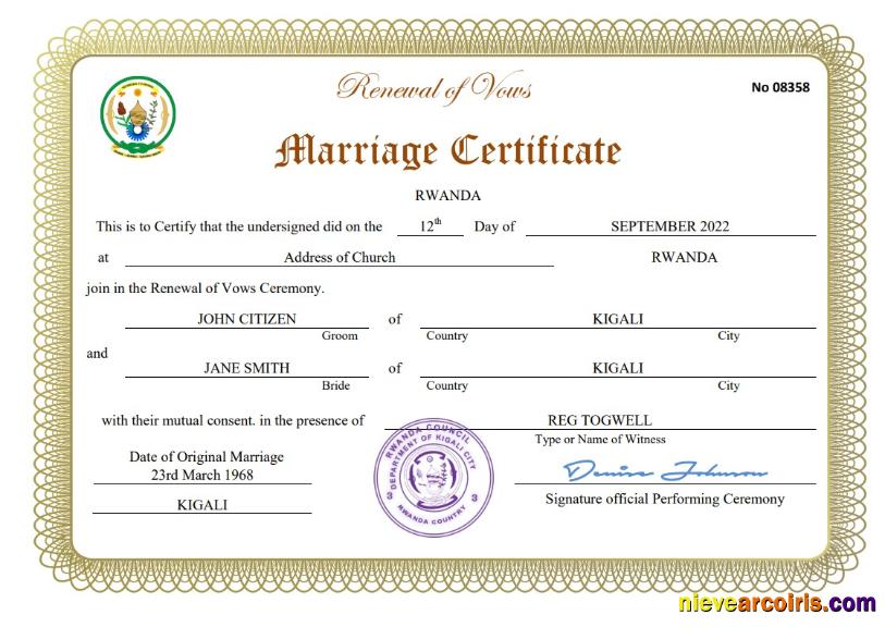 Rwanda marriage certificate